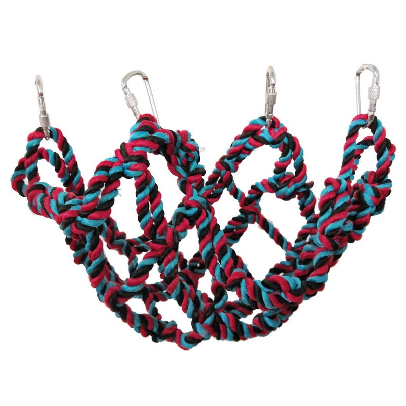Litewoo Bird Climbing Cotton Rope Net Toy Grid Hammock for Parrot Rat Chinchilla Ferret Swing Thick Chew Rope Hammock Hanging Toys Cage Accessory (Medium Size) - Image 3
